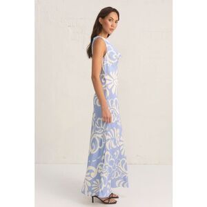 MØN RENN Eden Maxi Dress In Blue  Floral Summer Vacation Dress  size S NWT